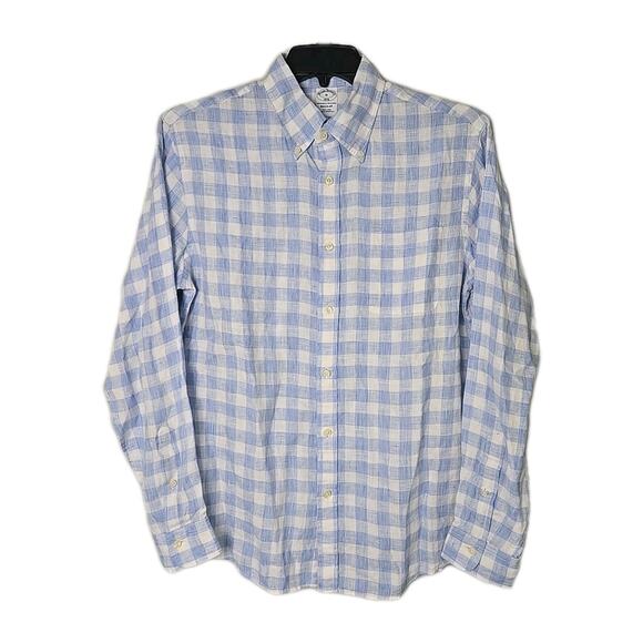 Brooks Brothers Other - Brooks Brothers 1818 The Original Polo Blue White LINEN Button Down Shirt Medium